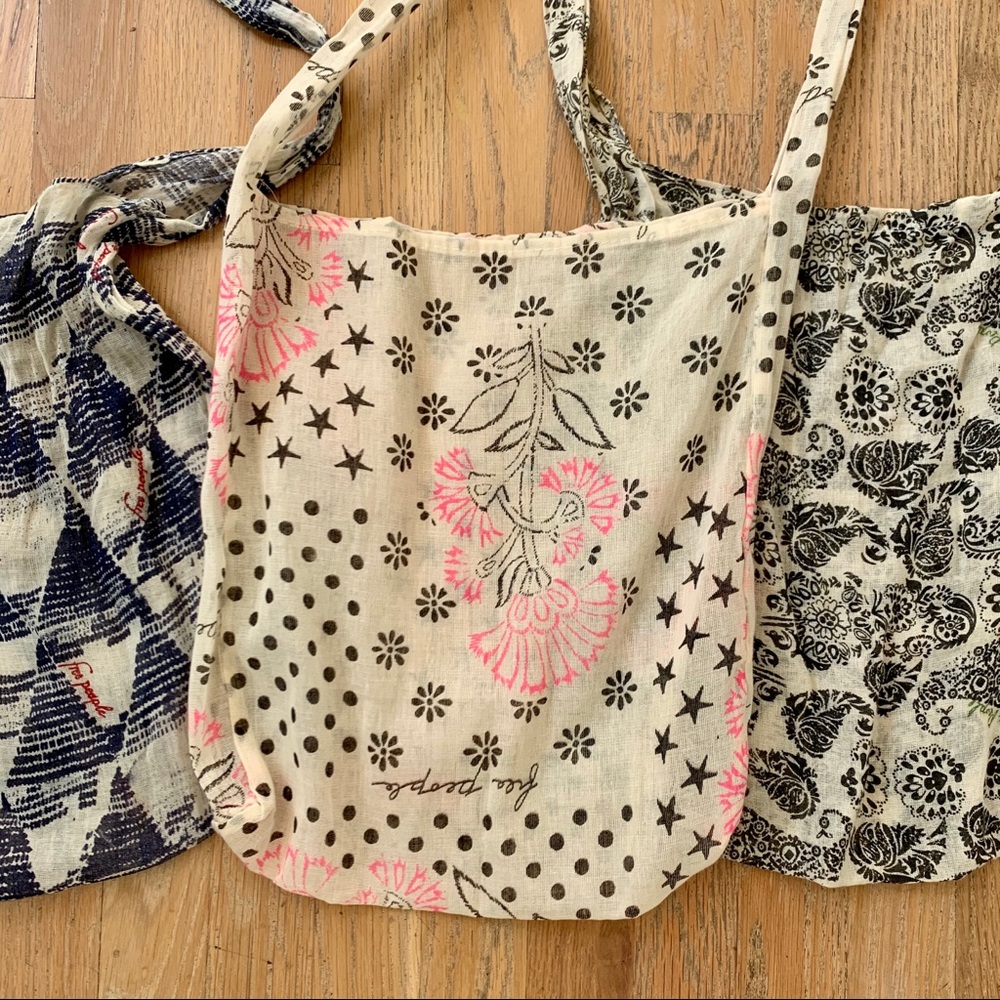 3 Reusable ‘Free People’ Cotton Bags